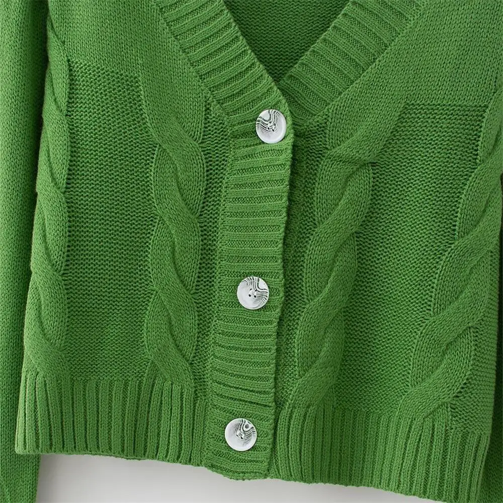 2020 naujas retro slim lieknėjimo laukinių prancūzijos krūtinėmis dekoratyvinė žalia megztas megztinis moteriška striukė