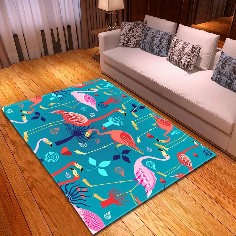 3D spausdinimo Flamingo meilės kilimas kambarį kilimas miegamieji, didelis salonas kilimėliai virtuvės kambario grindų kilimėlis žalias vaiko kambarys spalvingas kilimas