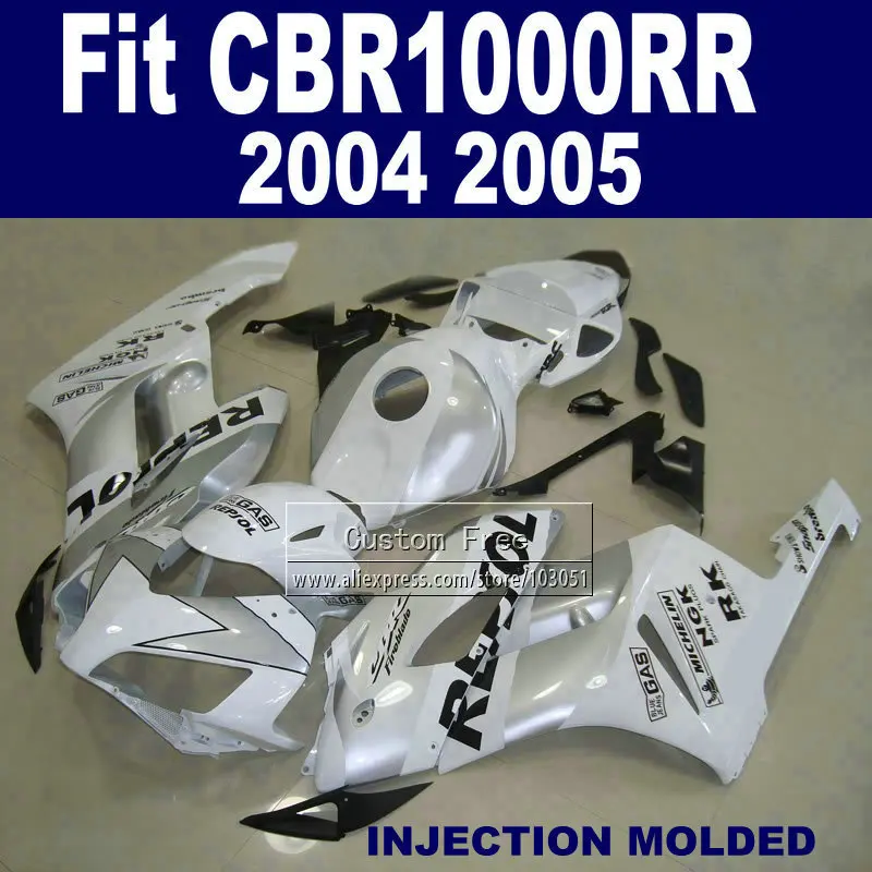 ABS Įpurškimo lauktuvės rinkiniai 04 05 Honda CBR1000RR CBR 1000 RR 2004 m. 2005 m CBR 1000RR balta repsol purvasargiai kūno rinkinys