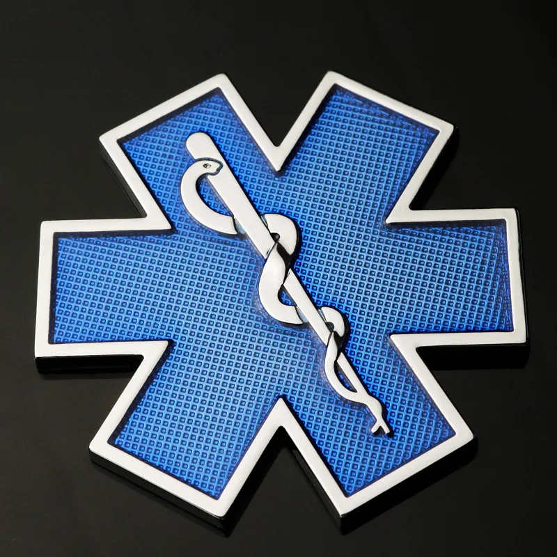 Automobilių Modifikuotų Metalo Lipdukas Star Gyvenimo Logotipą, Mėlyna Pagalbos Greitosios Pagalbos Logotipas Ženklelis Automobilio Pusės Sparnas Kamieno Apdailos Reikmenys