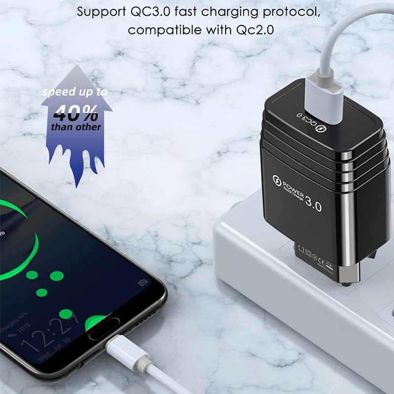 3A Fsat Baterija USB Įkroviklis Greitai QC 3.0 Mobiliojo Telefono Įkroviklis Samsung S21 