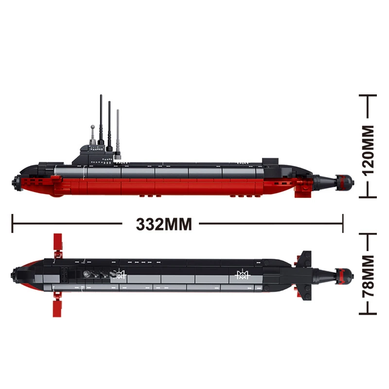 SLUBAN Karinių Branduolinių Povandeninių Karinių Laivų Laivų Statyba Blokai Karo Laivu Plytų Klasikinis Modelis, Švietimo Žaislai Vaikams