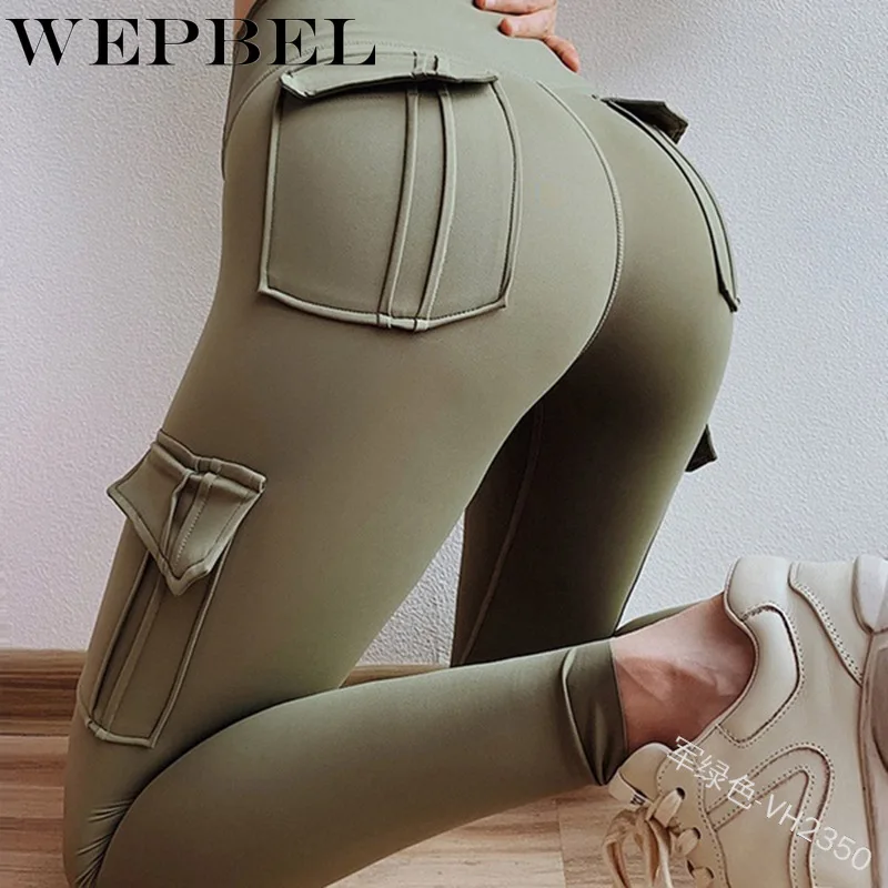 WEPBEL Moterų Aukšto Juosmens Liesas Krovinių Ilgai Jean Kelnės su Kišenėmis Ponios Atsitiktinis Slim Pieštuko Pants Plus Size Antblauzdžiai Kelnės