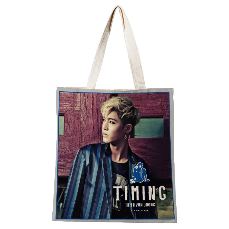 Custom Kim Hyun Joong Pirkinių Krepšys Grafinis Nešti Harajuku Shopper Bag Moterų Drobės Pečių Maišą Moterų Ulzzang Ekologinio 30*35cm