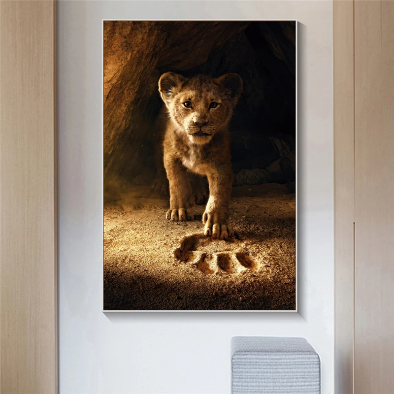 Liūtas Karalius Maža Simba Klasikinių Animacinių Filmų Plakatų Ir Grafikos Gyvūnų Paveikslai Tapyba Ant Sienos Menas Vaikas Kambario Dekoro Nuotrauką