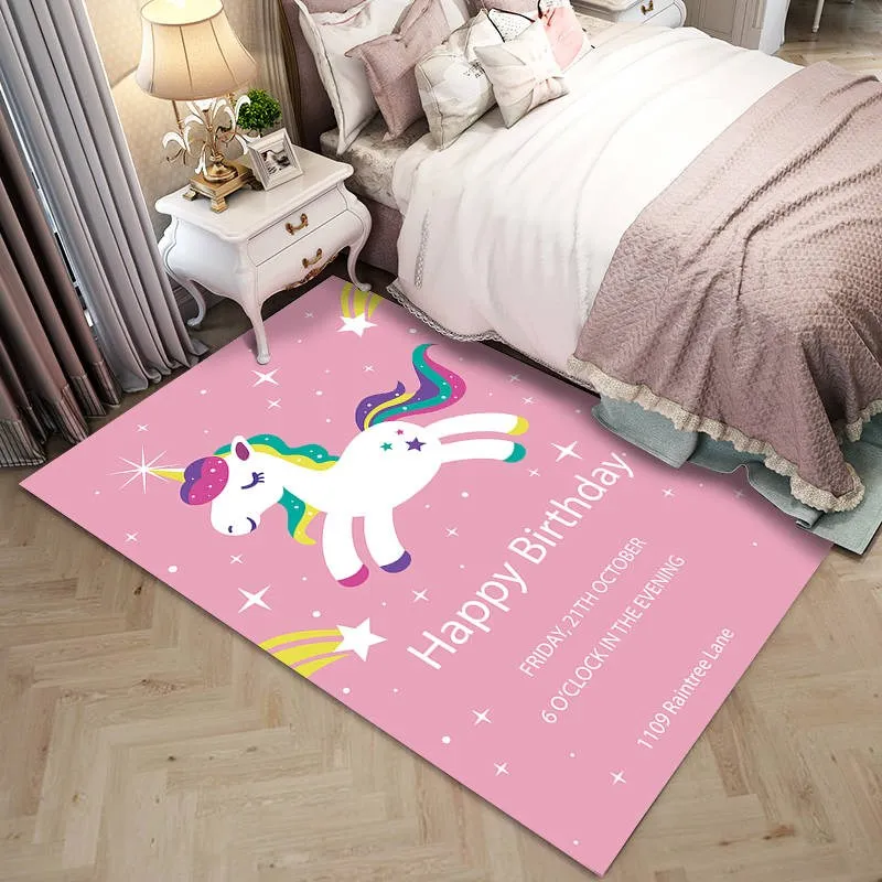 Princesė rausva kiliminė danga kūdikių nuskaityti cartoon vaikų kambario kilimai ir kiliminė danga vienaragis namų puošybai miegamojo plotas kilimas Mielas tapete kilimėlis