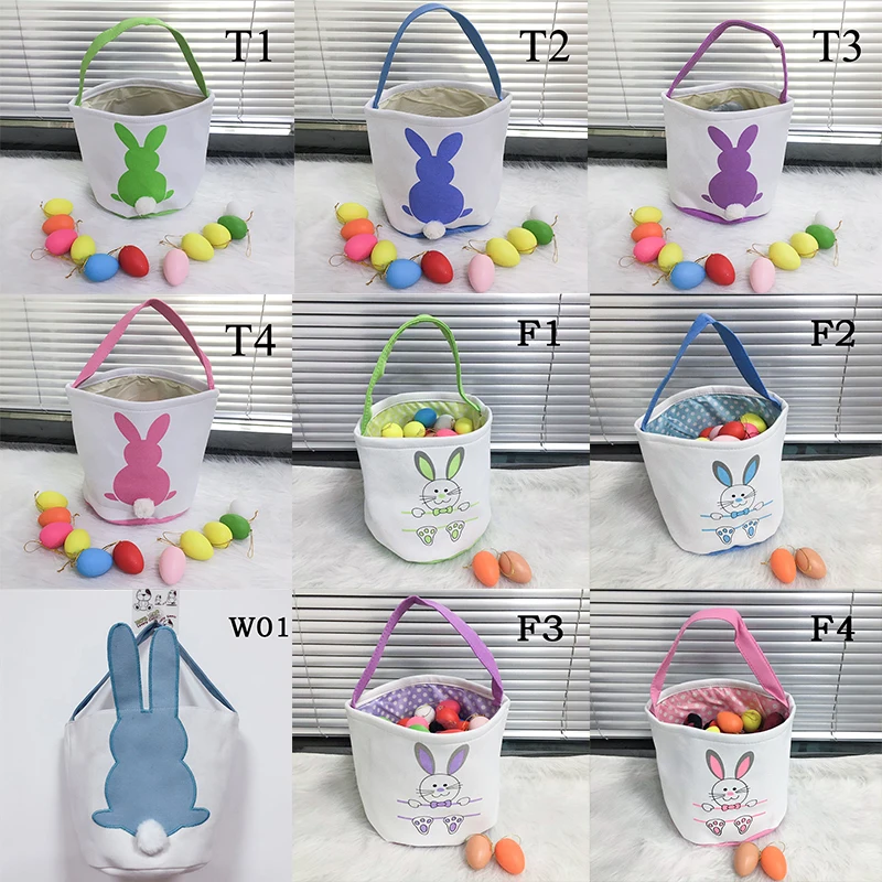 Didmeninė Easter Bunny Krepšiai 10 Stilius Monograma Drobė Kibirai Kiaušinių Saldainių Nešti Maišą Mielas Velykų Šalis Dekoro Vaikui, Dovanos