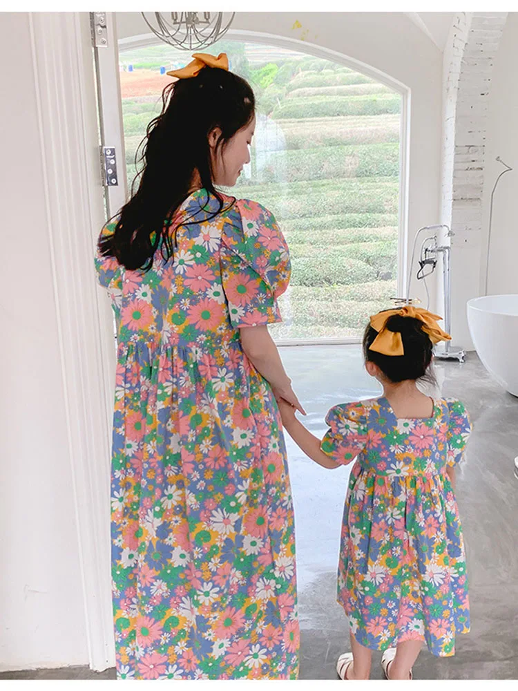 MILANCEL 2021 m. Pavasarį Šeimos Motina Ir Vaikai Suknelė Drabužius Gėlių trumpomis Rankovėmis Suknelė