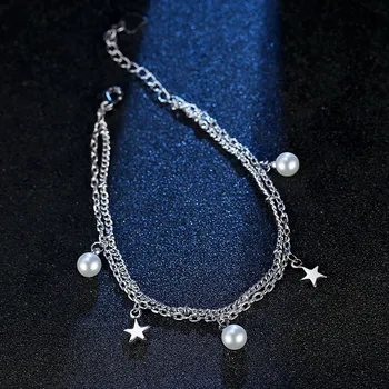 NEHZY 925 sterlingas sidabro papuošalai apyrankė aukštos kokybės retro mados moteris pearl penkerių-pažymėjo žvaigždutė apyrankės ilgis 20.5 CM