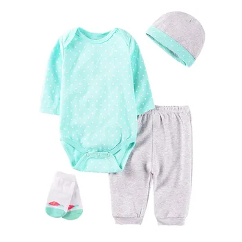 2020 m Cute kūdikių Drabužių Rinkiniai medvilnės berniuko drabužiai tinka Naujagimiams mergina tiktų 4pcs ilgomis rankovėmis kūdikiams, rompers+kelnės+kojinės+kepurė