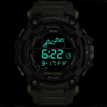 Mens Watch SMAEL Sporto Šviesos Vandeniui Vyrų Kariniai Laikrodžiai LED Skaitmeninis Daugiafunkcinis Laikrodžiai Signalizacijos Reloj Hombre Relgio