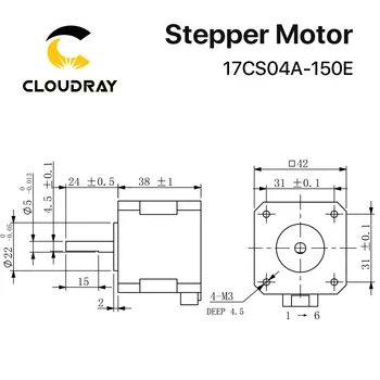 Cloudray Nema 17 Stepper Motorinių 38mm 40Ncm 1.5 2 Etapas Stepper Motor for 3D spausdintuvas CNC Frezavimo Graviravimo Staklės