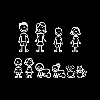 Automobilių Lipdukai Įdomu Šeimos Tėtis, Mama, Vaikai, Šuo, Katė Mados Stiliaus Lipdukai Animacinių filmų Kūrybos Asmenybės Vinilo,20cm*15cm