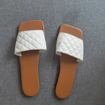 Balta Siuvimo šlepetės moterų Sexy Peep Open Toe Flat sandalai Moteris, Lauko atsitiktinis Skaidres batai Ponios Moterų 2020 m. vasarą