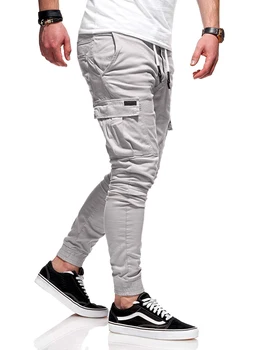 Mada Prekės Krovinių Kelnės Slim Solid Color Multi-Pocket Embellishment vyriškos Laisvalaikio Kelnės vyriškos Kelnės Dizaineris Vyrų Jogger