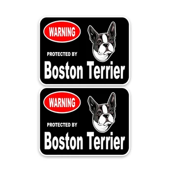 Volkrays 2 X Kūrybos Automobilių Lipdukas Bostono Terjeras Guard Dog Priedai Atspindintis Vandeniui, Saulės Vinilo Decal,10cm*14cm