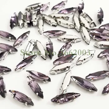 4x15mm 50pcs/pak deep purple Arklių akies formos Stiklo Kristalų siūti letena strazdų, 