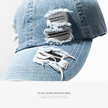 INFLIACIJA Džinsinio skylių sugadintas atsitiktinis kepuraičių mados streetwear mens skrybėlę reguliuojamas prekės vasaros snapback kepurės 097CI2018