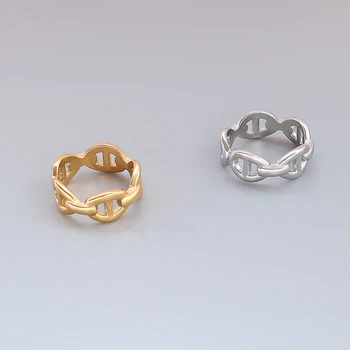 TOSOKO Nerūdijančio Plieno Papuošalai Geometrinis Double-D Split Ring Moterų Mados Žiedas BSA129