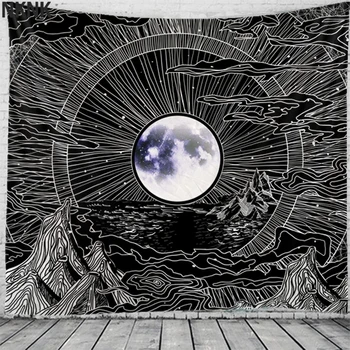 Mėnulis transformuoti Indijos Mandala Gobelenas Sienos Kabo Bohemijos Čigonų Psichodelinio Tapiz Raganavimas Gobelenas