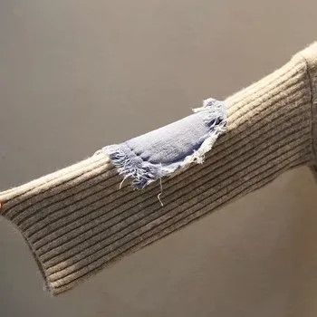 ZCSMLL korėjos mados netikrą dviejų dalių aukštos kaklo kratinys megzti megztinis prarasti mados megzti viršų moterys 2021 m. pavasarį