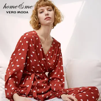 Vero Moda Moterų Širdies Dizaino Suvynioti Viršuje & Kelnes Pižama Rinkiniai | 3193BS502