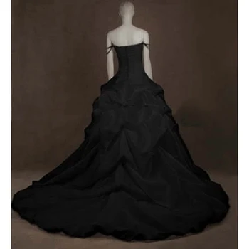 Gotikos Vestuvių Suknelės Juodas Kamuolys Suknelė Vestuvių Suknelės Off Peties Taftos Klostes Raukiniai Užtrauktukas Viktorijos Vestuvių Suknelės 2020 M.