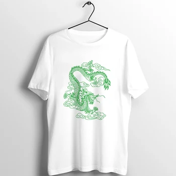 Vasaros Viršūnes Kinų Drakonas Spausdinimo T-shirt Harajuku Negabaritinių Estetinės White T Marškinėliai Moterims Ulzzang Streetwear Drabužius