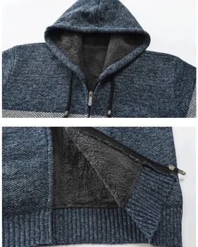 2020 Vyrų Žiemą Šiltas Sweatercoat Fleece Striukė Atsitiktinis Megzti Megztinis Storas Gobtuvu Striukė Rudens Kratinys Džemperiai Megztiniai