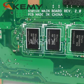 Akemy K501UX nešiojamojo kompiuterio motininė plokštė, Skirta ASUS K501UX K501UB K501U K501UX DDR3 4GB-RAM i7-6500U w/ GTX950M Grafika kortelės mainboard
