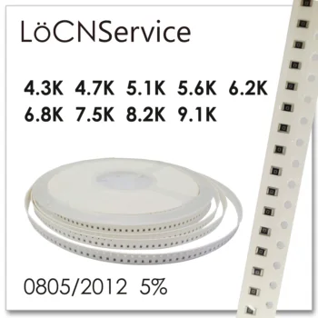 LoCNService 0805 J 5% 5000pcs 4.3 K 4.7 K 5.1 K 5.6 K 6.2 K 6.8 K 7.5 K 8.2 K 9.1 Ksmd 2012 OMŲ rezistorius