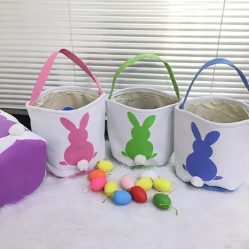 Didmeninė Easter Bunny Krepšiai 10 Stilius Monograma Drobė Kibirai Kiaušinių Saldainių Nešti Maišą Mielas Velykų Šalis Dekoro Vaikui, Dovanos