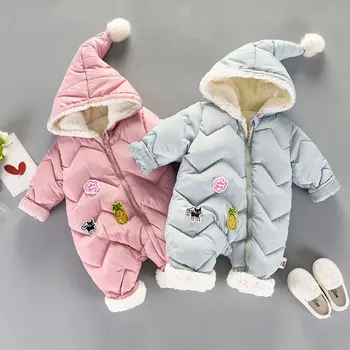 1 metai kūdikių drabužiai gimtadienio romper kombinezonas žiemai mielas naujagimiui berniukai mergaitės drabužius storio slankmačiai rompers nustatyti jumpsuit