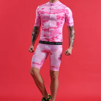 2019 naujas vyrų trumpomis rankovėmis rožinių dviračių nustatyti BOESTALK dviračių džersis+šortai, kombinezonai su antkrūtiniais pro komandos triatlonas tiktų dviračių sporto įstaigos ciclismo