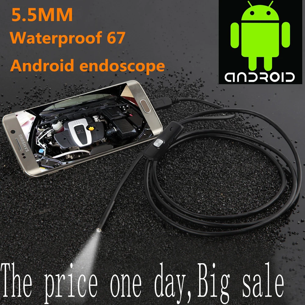 1/2m 5.5 mm/7mm Endoskopą Kamera, USB, Android Endoskopą Vandeniui 6 LED Borescope Gyvatė lankstus Tikrinimo Kamera, Skirta 