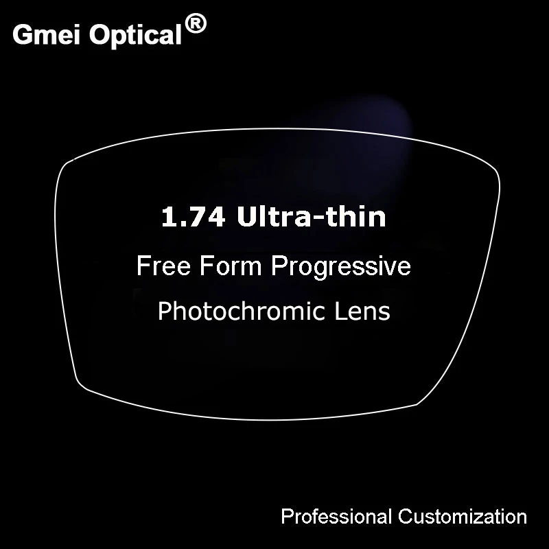 1.74 Aukštas rodiklis-Ultra plonas Skaitmeninis Laisvos Formos Palaipsniui No-Line Multi-Židinio Photochromic Recepto Individualų Optiniai Lęšiai