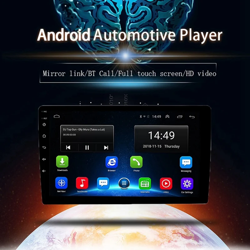 10.1 Colių 2Din Android 8.1 Automobilinis MP5 Grotuvas GPS Navi 