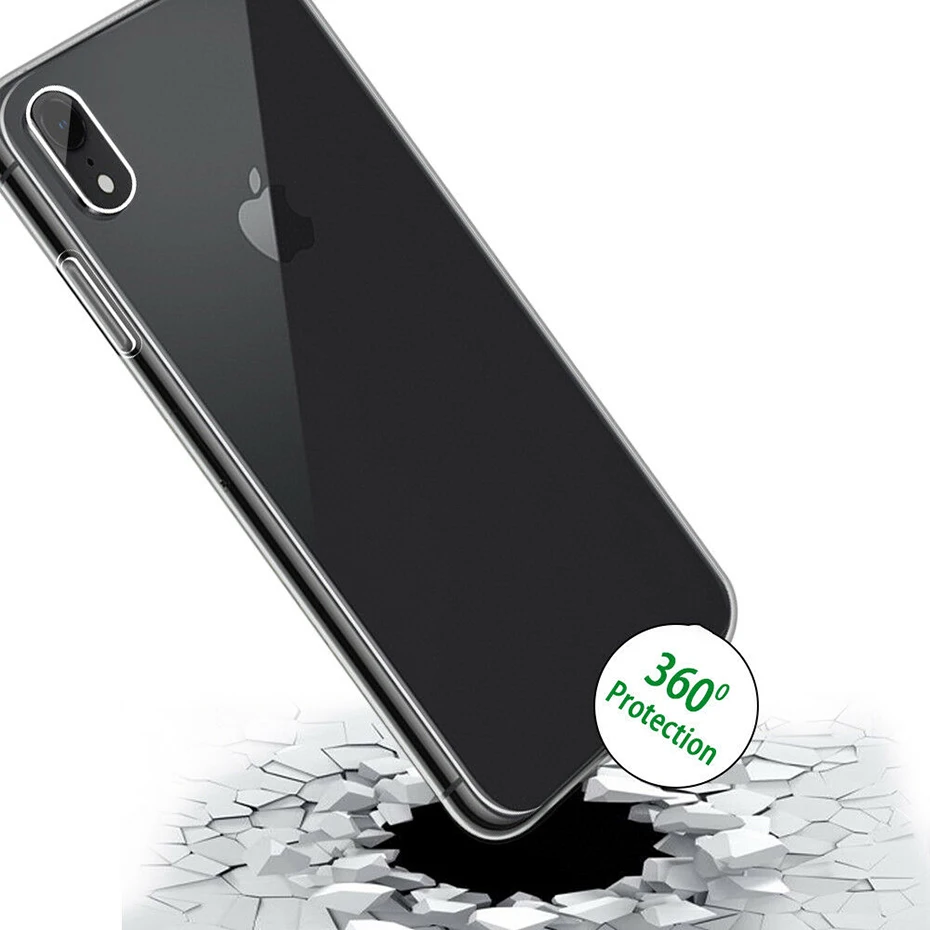 100vnt 360 Visas Viršelis Minkštas atsparus smūgiams Telefono dėklas Skirtas iPhone 11 Pro XS Max X XR Aišku, TPU PC Case For iPhone 7 6 6s 8 Plius