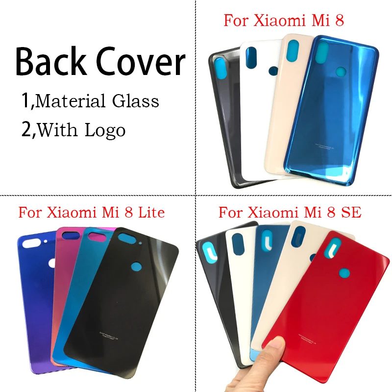 10vnt/daug Xiaomi Mi8 Mi 8 Lite / Mi 8 Se Pakeitimo Stiklo Baterijos, Galinio Dangtelio Atveju + Lipdukas