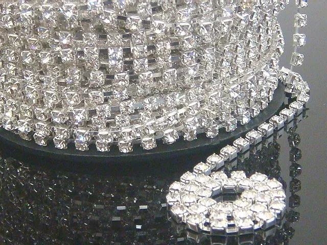 10yards/roll GR6-SS38(2,0 mm-9.0 mm) Aišku spalva Crystal sidabro pagrindo kalnų krištolas taurės grandinės papuošalai 