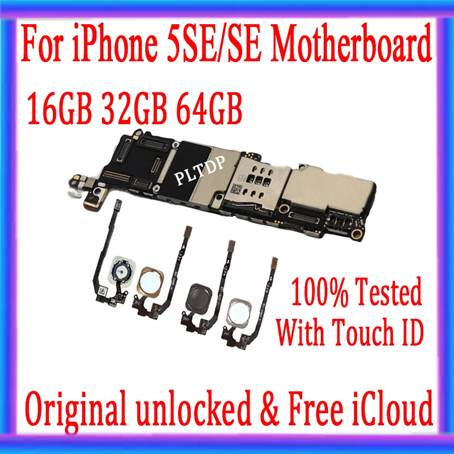 16GB/32GB/64GB iphone SE Plokštė su/be Touch ID Plokštė, Originalus, atrakinta iphone 5SE SE Logika valdybos testuotas