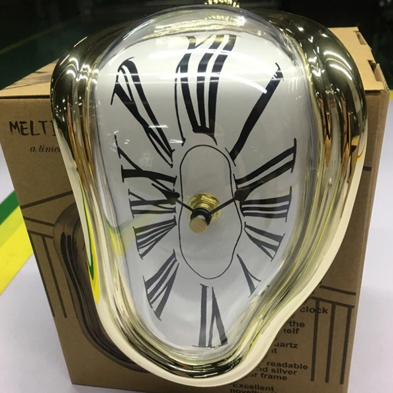 1PC Kūrybos Sieninis Laikrodis Lydymosi Laikrodis Žiūrėti Lydymosi Laiko Tėkmės Darbalaukio Susukti Laikrodis-Gold Naudoti Ant Lentynos Arba Pakabinti Ant Stalo