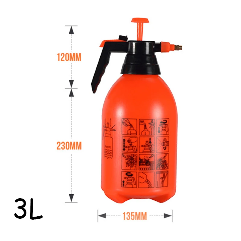 1PCS 2L/3L Orange Rankų Slėgio Sukelti Purkštuvas Butelis Reguliuojamas Antgalis Vario Galva, Rankinis Oro Suspaudimo Pompa Butelis