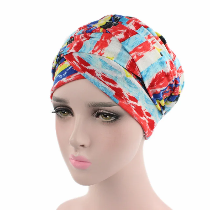 2019 moterų medvilnės elastinga galvos skara turbaną skrybėlę boho spausdinti turbaną hijab kepurės afrikos rait moterų arabų wrap skarų