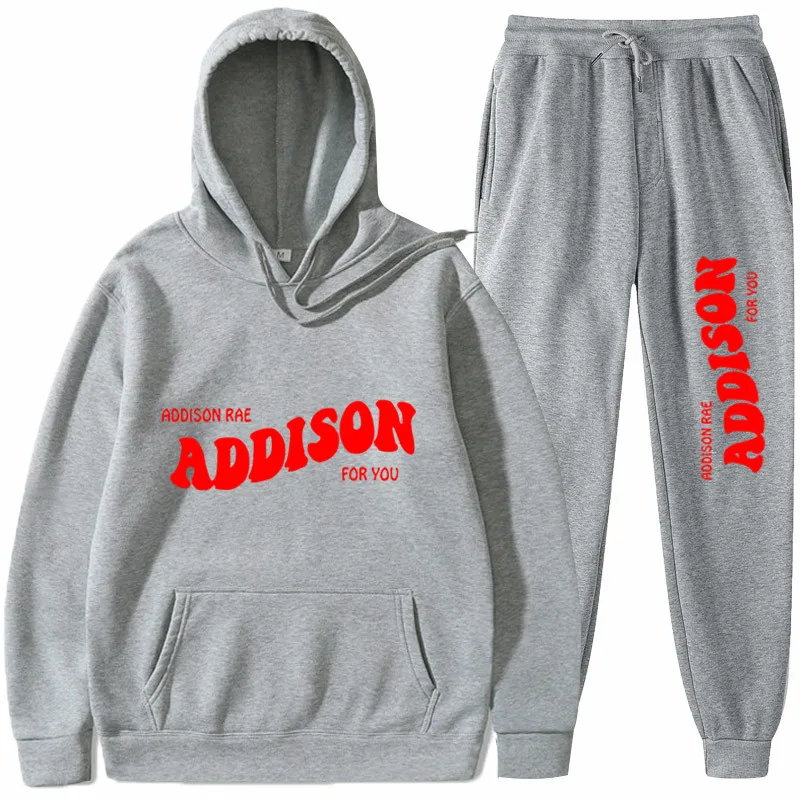 2020 Addison Rae Hoodies Dviejų dalių Komplektas Tracksuit ilgomis Rankovėmis Hoodies+Jogger Ziajać Hip-Hop Stiliaus Streetwear&Kelnes Vyrų Rinkiniai