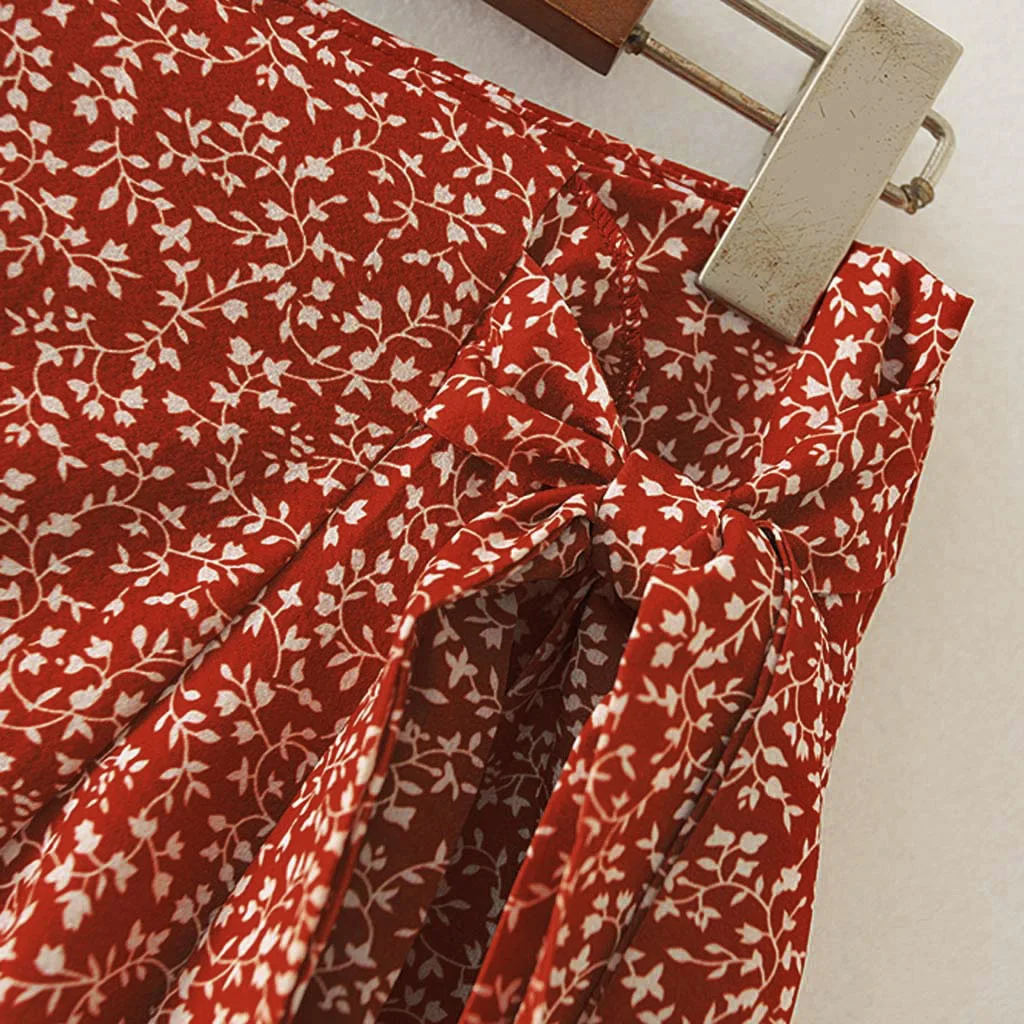2020 Moterų aukšto juosmens nėriniai-up sijonas Europos ir Amerikos susiėmę nereguliarus spausdinti sijonas su užtrauktuku Gėlių Spausdinti Sijonas