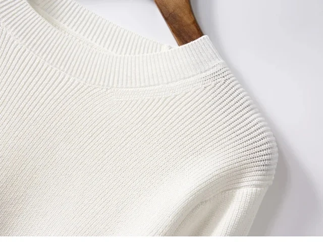 2020 m. Rudenį Moterų Megzti Megztinis Baltas Paprastas ilgomis Rankovėmis Atsitiktinis O-kaklo Viršūnes
