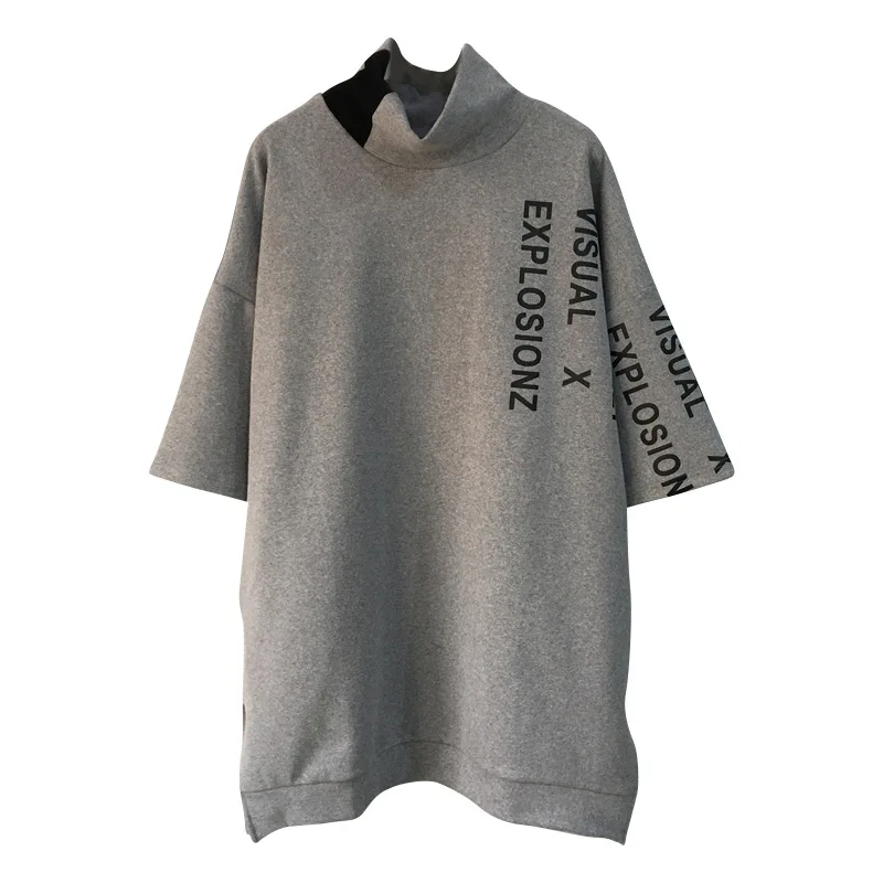 2020 m. Rudenį & Žiemą, Naują Atvykimo Laisvi marškinėliai Pusė rankovėmis Medvilnės Šlifavimo Storio Aukštos Apykaklės, Žemiausią T-shirt Nemokamas Pristatymas
