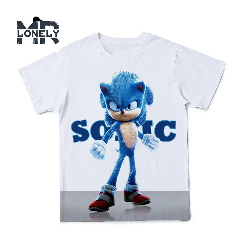 2021 3D t-marškinėliai Vyrams, Drabužiai Animacinių filmų Sonic Ežys Marškinėlius Mėlyna Spausdinti Drabužių Streetwear Tėvų-Vaikų Juokingi Marškinėliai, O-Kaklo