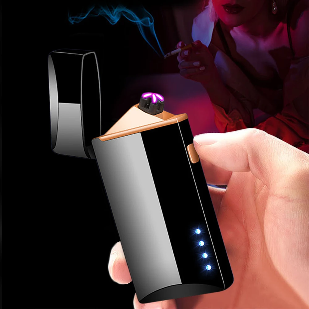 2021 USB Elektros Lengvesni Dvigubo Kampo Plazmos Cigarečių Degiklio Įkrovimo Vėjo Elektronine Turbo Metalinis Žiebtuvėlis Dovana Vyrams